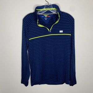 Tommy Hilfiger Sport Mens S Blue Striped Long Sleeve Quarter Zip Pullover